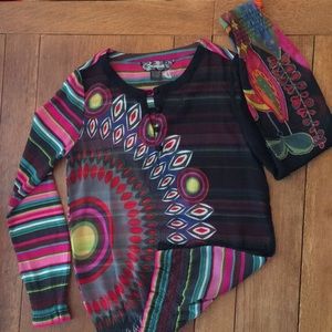 Desigual colorful, sheer top 🌈